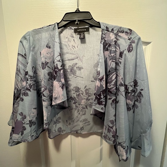 R&M Richards blue purple 2 piece long formal dress with jacket. Size 14. NWT. - Picture 4 of 16